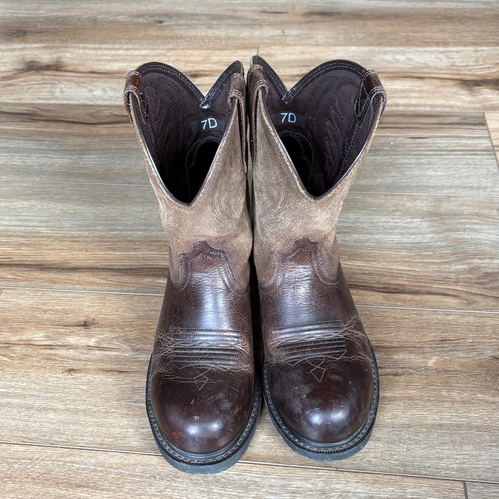 ARIAT Work Steel Toe Mens Brown Leather and Suede Cowboy Boots Size 7D